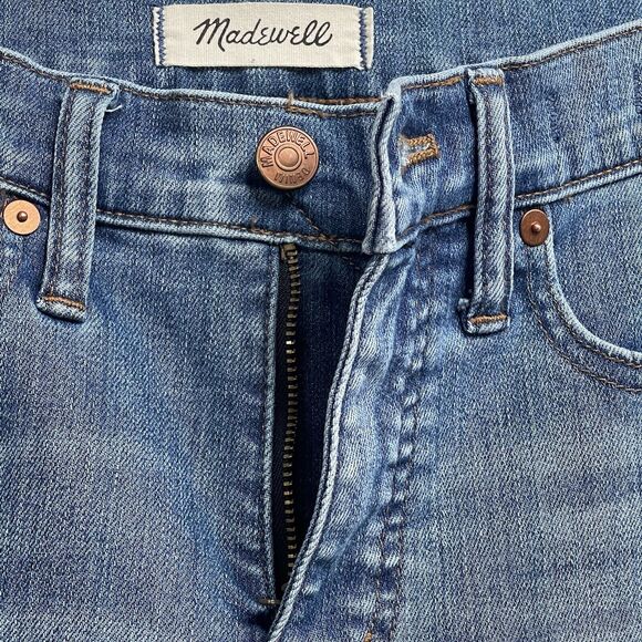 Madewell SZ 25 - 9" High-Rise Skinny Jeans Zip-Fly Stretch Whiskered Distressed - Picture 9 of 13